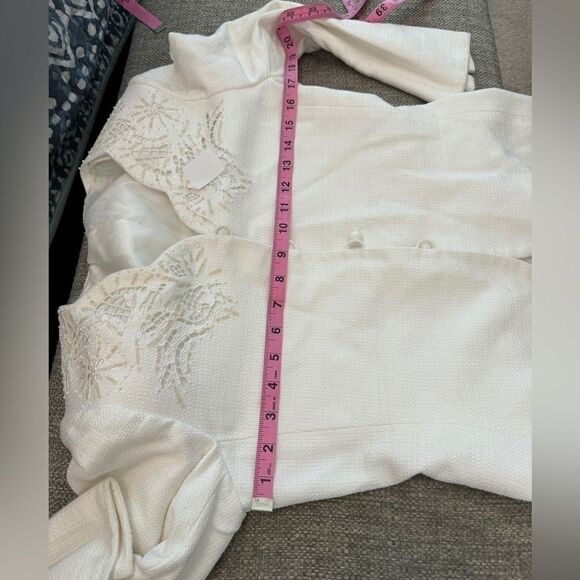 Kasper White suit vintage button top & skirt lined pearl buttons Small Retro Y2K - Picture 8 of 16